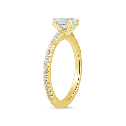 Adamante 3-1/4 ct. tw. Lab-Grown Oval Diamond Engagement Ring in 14K Yellow Gold front view