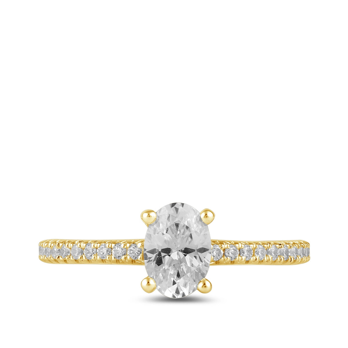 Adamante 3-1/4 ct. tw. Lab-Grown Oval Diamond Engagement Ring in 14K Yellow Gold close-up detail