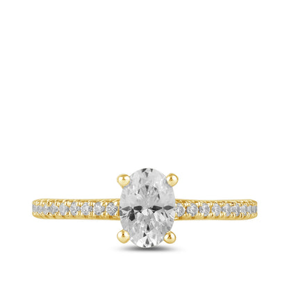 Adamante 3-1/4 ct. tw. Lab-Grown Oval Diamond Engagement Ring in 14K Yellow Gold close-up detail