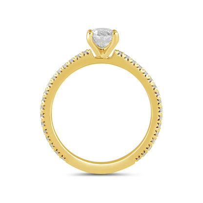Adamante 3-1/4 ct. tw. Lab-Grown Oval Diamond Engagement Ring in 14K Yellow Gold side profile