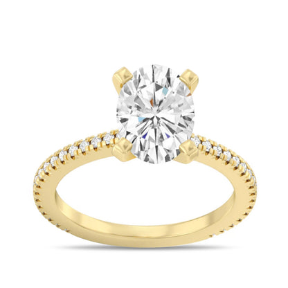 Adamante 3-1/4 ct. tw. Lab-Grown Oval Diamond Engagement Ring in 14K Yellow Gold