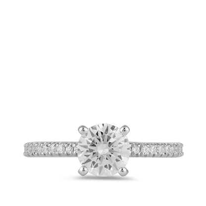 Adamante 3-1/4 ct. tw. Lab-Grown Round Brilliant Diamond Engagement Ring in 14K White Gold close-up detail