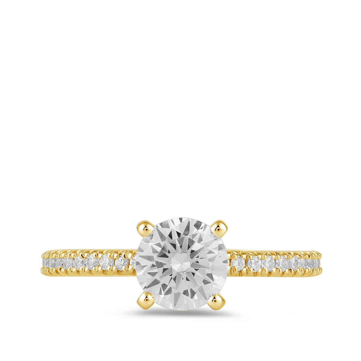 Adamante 3-1/4 ct. tw. Lab-Grown Round Brilliant Diamond Engagement Ring in 14K Yellow Gold close-up detail