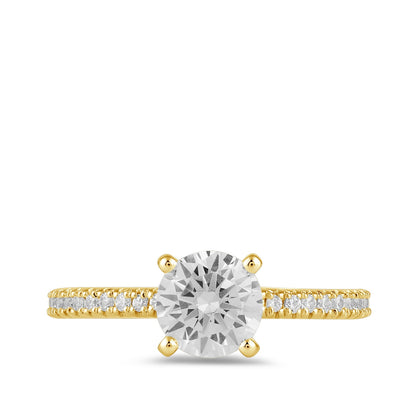 Adamante 3-1/4 ct. tw. Lab-Grown Round Brilliant Diamond Engagement Ring in 14K Yellow Gold close-up detail