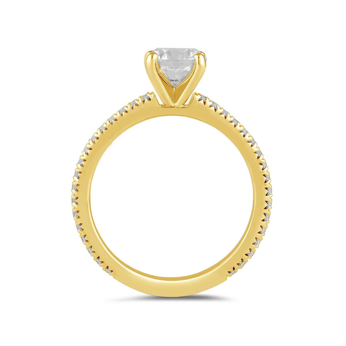 Adamante 3-1/4 ct. tw. Lab-Grown Round Brilliant Diamond Engagement Ring in 14K Yellow Gold side profile