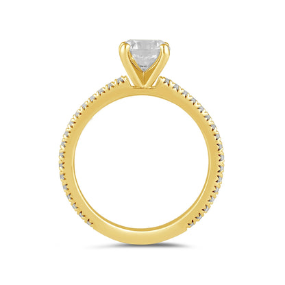Adamante 3-1/4 ct. tw. Lab-Grown Round Brilliant Diamond Engagement Ring in 14K Yellow Gold side profile
