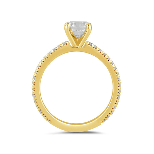 Adamante 3-1/4 ct. tw. Lab-Grown Round Brilliant Diamond Engagement Ring in 14K Yellow Gold side profile