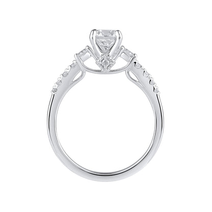 Adamante 3-Stone 3-3/8 Lab-Grown Round Brilliant Diamond Engagement Ring in 14K White Gold side profile