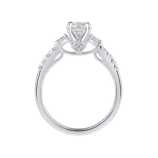 Adamante 3-Stone 3-3/8 Lab-Grown Round Brilliant Diamond Engagement Ring in 14K White Gold side profile