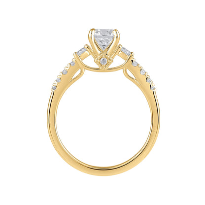 Adamante 3-Stone 3-3/8 Lab-Grown Round Brilliant Diamond Engagement Ring in 14K Yellow Gold side profile