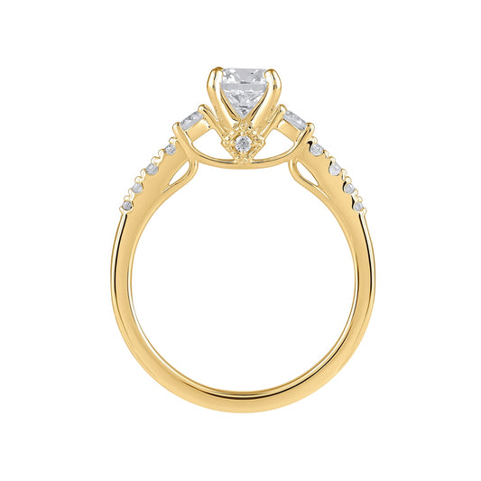 Adamante 3-Stone 3-3/8 Lab-Grown Round Brilliant Diamond Engagement Ring in 14K Yellow Gold side profile
