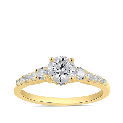 Adamante 3-Stone 3-3/8 Lab-Grown Round Brilliant Diamond Engagement Ring in 14K Yellow Gold