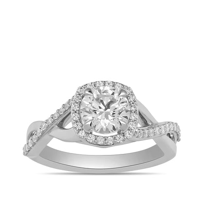 Adamante 3-1/4 ct. tw. Lab-Grown Round Brilliant Diamond Halo Twist Engagement Ring in 14K White Gold