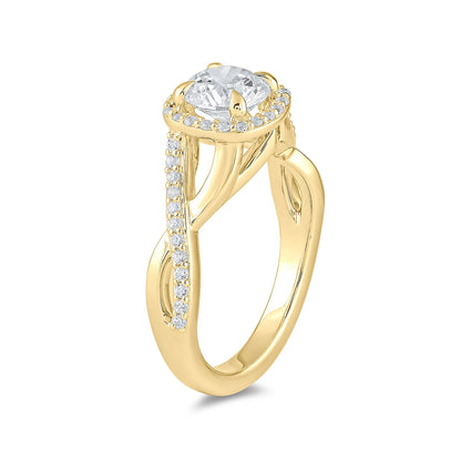 Adamante 3-1/4 ct. tw. Lab-Grown Round Brilliant Diamond Halo Twist Engagement Ring in 14K Yellow Gold front view
