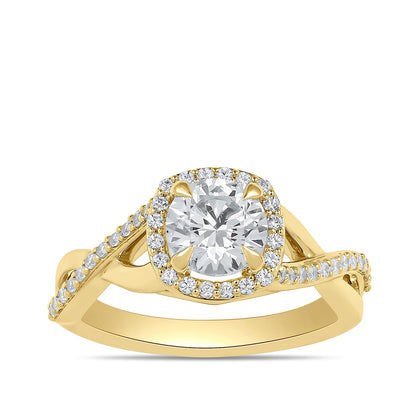 Adamante 3-1/4 ct. tw. Lab-Grown Round Brilliant Diamond Halo Twist Engagement Ring in 14K Yellow Gold
