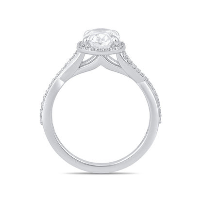 Adamante 3-1/4 ct. tw. Lab-Grown Oval Diamond Halo Twist Engagement Ring in 14K White Gold side profile
