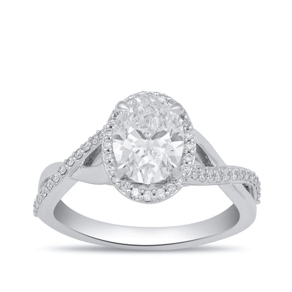 Adamante 3-1/4 ct. tw. Lab-Grown Oval Diamond Halo Twist Engagement Ring in 14K White Gold