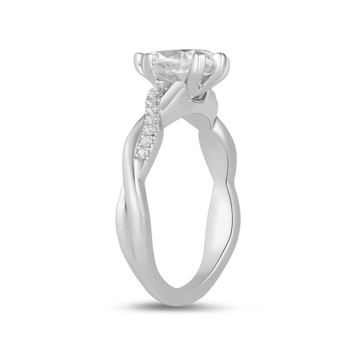 Adamante 3-1/10 ct. tw. Lab-Grown Pear Diamond Twist Engagement Ring in 14K White Gold front view