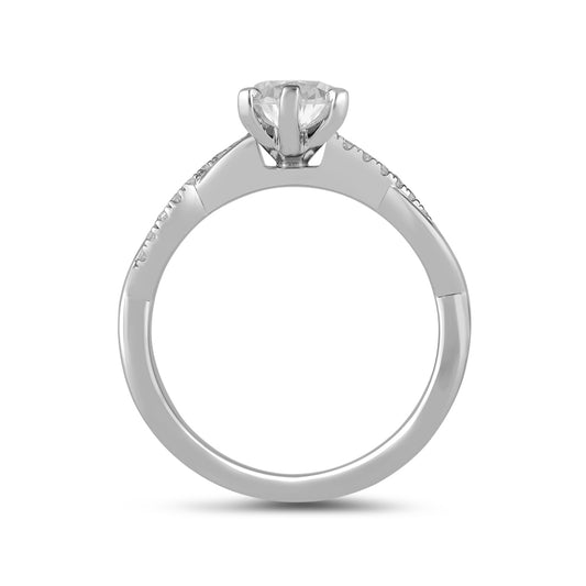 Adamante 3-1/10 ct. tw. Lab-Grown Pear Diamond Twist Engagement Ring in 14K White Gold side profile