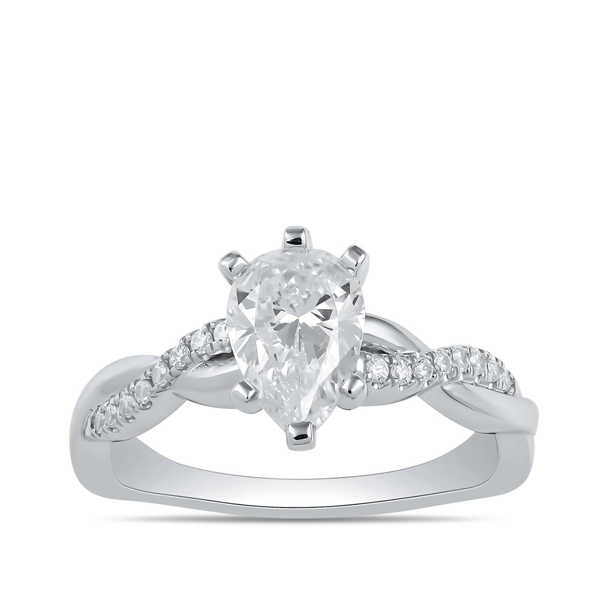 Adamante 3-1/10 ct. tw. Lab-Grown Pear Diamond Twist Engagement Ring in 14K White Gold