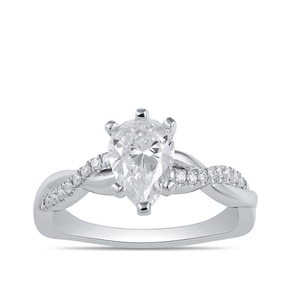 Adamante 3-1/10 ct. tw. Lab-Grown Pear Diamond Twist Engagement Ring in 14K White Gold