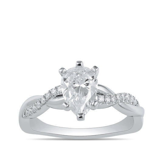 Adamante 3-1/10 ct. tw. Lab-Grown Pear Diamond Twist Engagement Ring in 14K White Gold