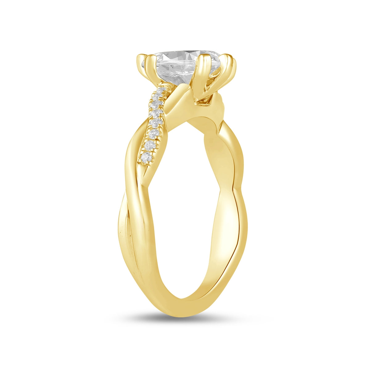 Adamante 3-1/10 ct. tw. Lab-Grown Pear Diamond Twist Engagement Ring in 14K Yellow Gold front view