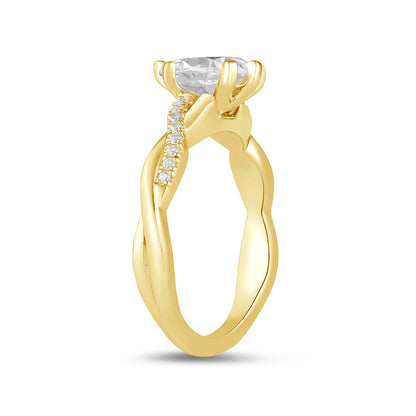Adamante 3-1/10 ct. tw. Lab-Grown Pear Diamond Twist Engagement Ring in 14K Yellow Gold front view
