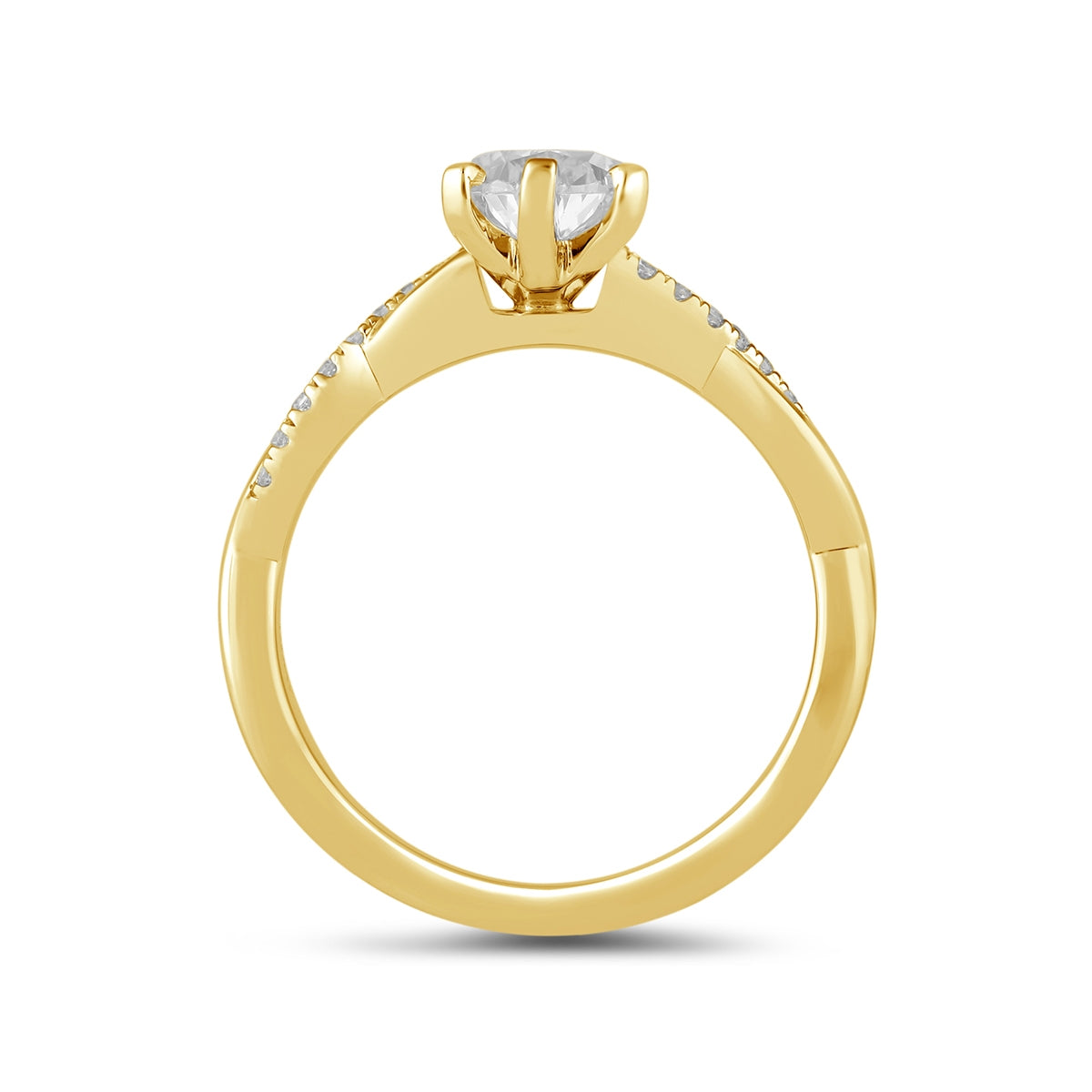 Adamante 3-1/10 ct. tw. Lab-Grown Pear Diamond Twist Engagement Ring in 14K Yellow Gold side profile