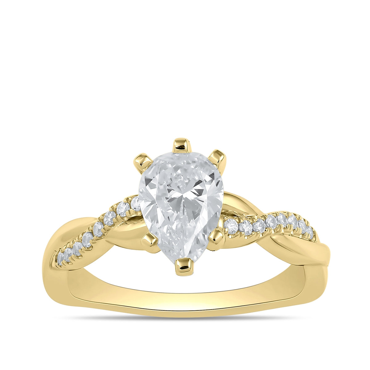 Adamante 3-1/10 ct. tw. Lab-Grown Pear Diamond Twist Engagement Ring in 14K Yellow Gold