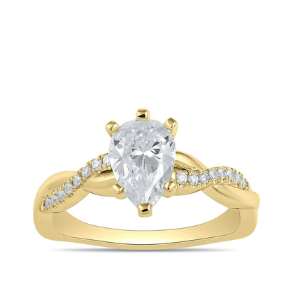 Adamante 3-1/10 ct. tw. Lab-Grown Pear Diamond Twist Engagement Ring in 14K Yellow Gold