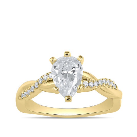 Adamante 3-1/10 ct. tw. Lab-Grown Pear Diamond Twist Engagement Ring in 14K Yellow Gold