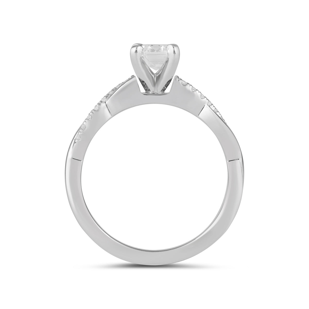 Adamante 3-1/10 ct. tw. Lab-Grown Emerald Cut Diamond Twist Engagement Ring in 14K White Gold side profile