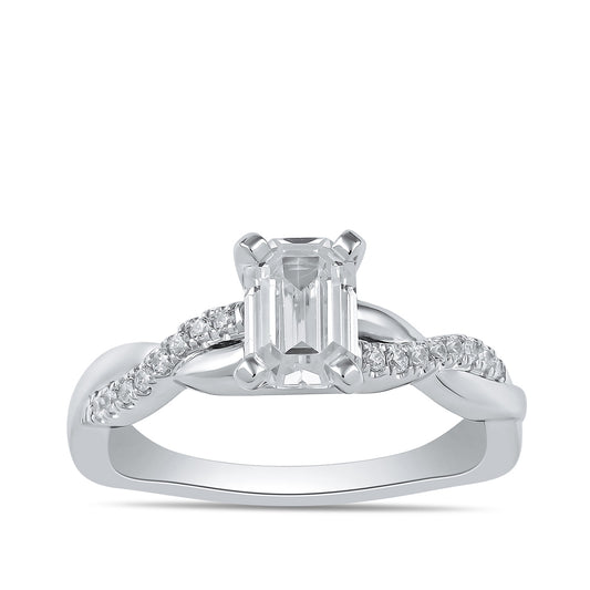 Adamante 3-1/10 ct. tw. Lab-Grown Emerald Cut Diamond Twist Engagement Ring in 14K White Gold