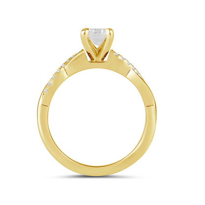 Adamante 3-1/10 ct. tw. Lab-Grown Emerald Cut Diamond Twist Engagement Ring in 14K Yellow Gold side profile