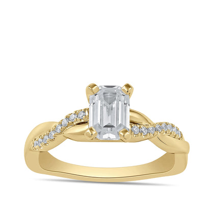 Adamante 3-1/10 ct. tw. Lab-Grown Emerald Cut Diamond Twist Engagement Ring in 14K Yellow Gold