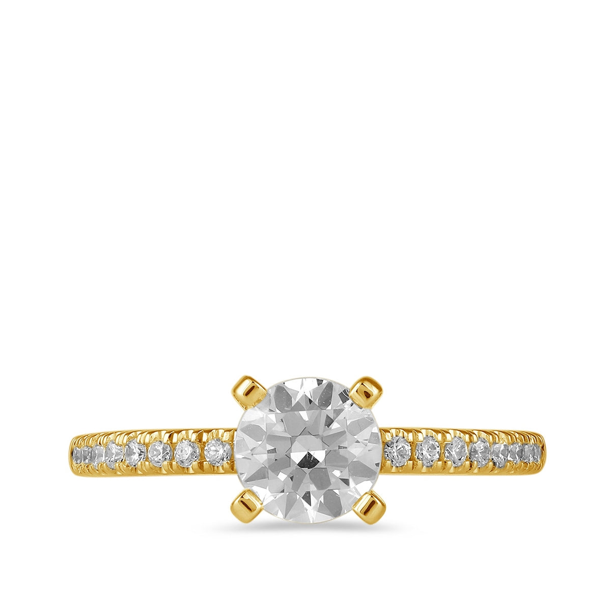 Adamante 3-1/7 ct. tw. Lab-Grown Round Brilliant Diamond Engagement Ring in 14K Yellow Gold close-up detail