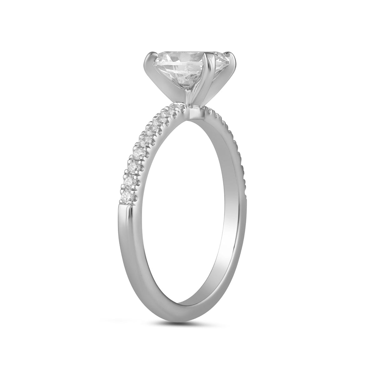 Adamante 3-1/7 ct. tw. Lab-Grown Oval Diamond Engagement Ring in 14K White Gold front view