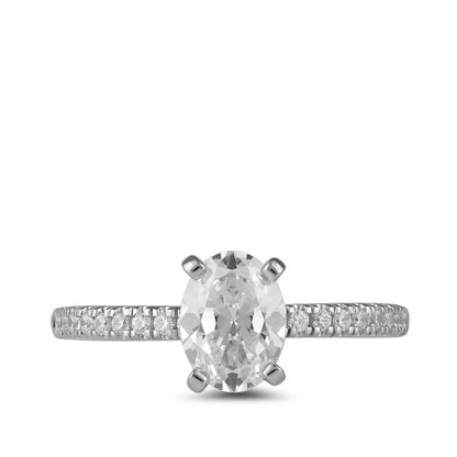 Adamante 3-1/7 ct. tw. Lab-Grown Oval Diamond Engagement Ring in 14K White Gold close-up detail