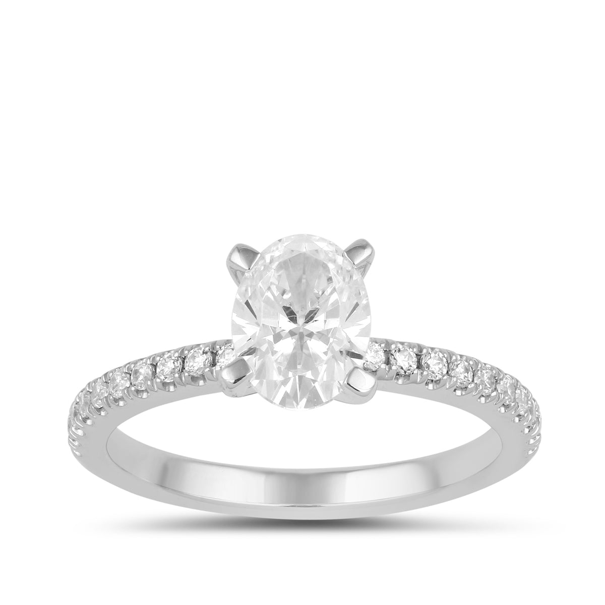 Adamante 3-1/7 ct. tw. Lab-Grown Oval Diamond Engagement Ring in 14K White Gold