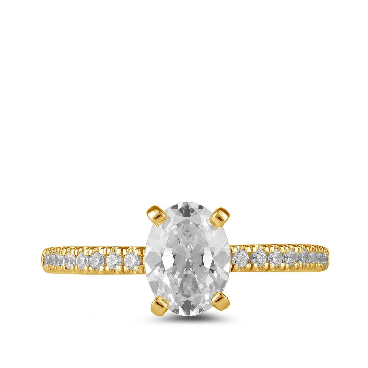Adamante 3-1/7 ct. tw. Lab-Grown Oval Diamond Engagement Ring in 14K Yellow Gold close-up detail