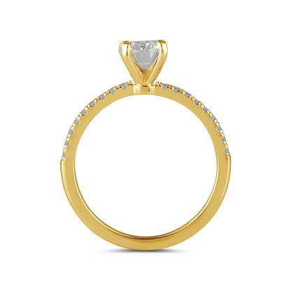 Adamante 3-1/7 ct. tw. Lab-Grown Oval Diamond Engagement Ring in 14K Yellow Gold side profile