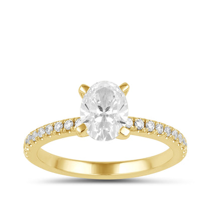 Adamante 3-1/7 ct. tw. Lab-Grown Oval Diamond Engagement Ring in 14K Yellow Gold