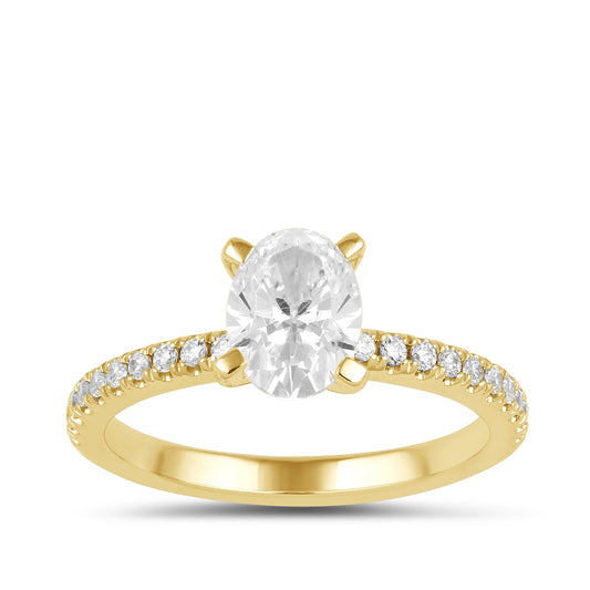Adamante 3-1/7 ct. tw. Lab-Grown Oval Diamond Engagement Ring in 14K Yellow Gold