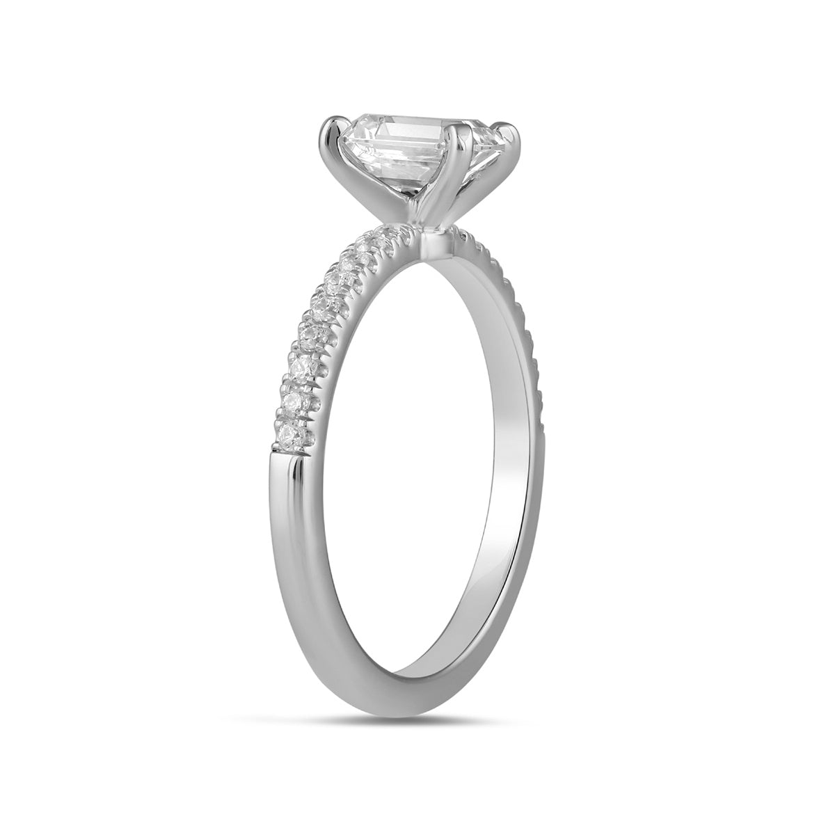 Adamante 3-1/7 ct. tw. Lab-Grown Emerald Cut Diamond Engagement Ring in 14K White Gold front view