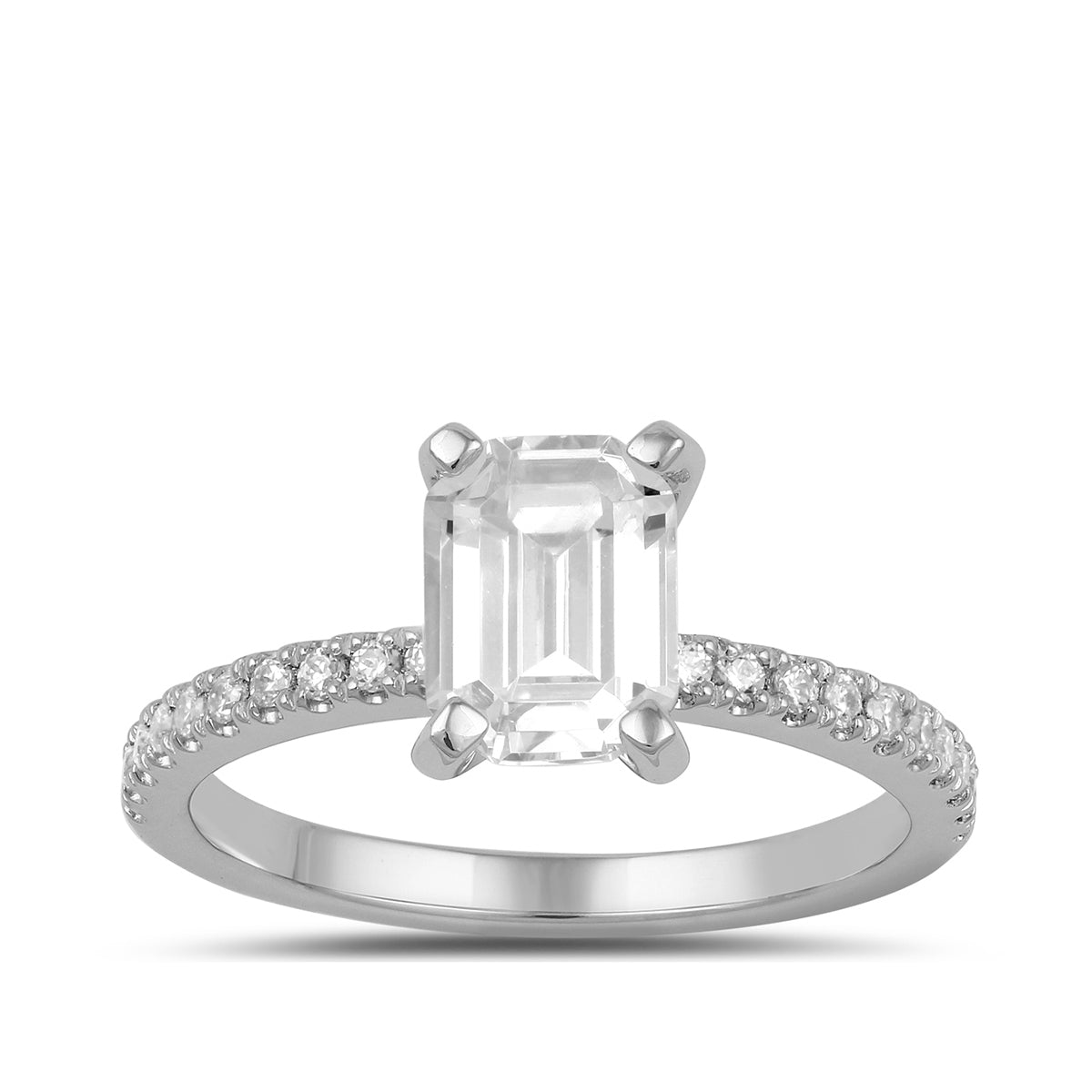 Adamante 3-1/7 ct. tw. Lab-Grown Emerald Cut Diamond Engagement Ring in 14K White Gold