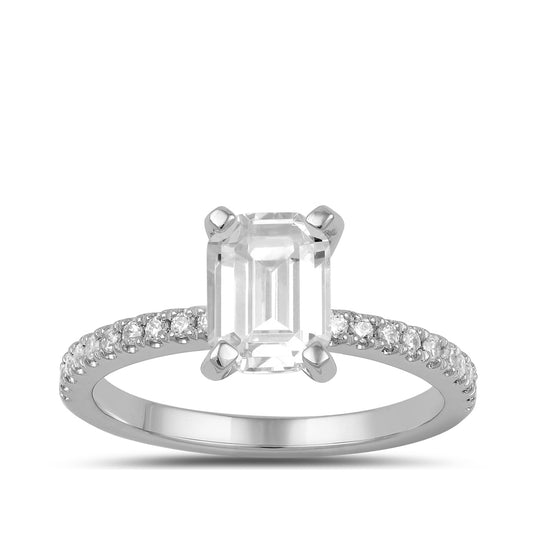 Adamante 3-1/7 ct. tw. Lab-Grown Emerald Cut Diamond Engagement Ring in 14K White Gold