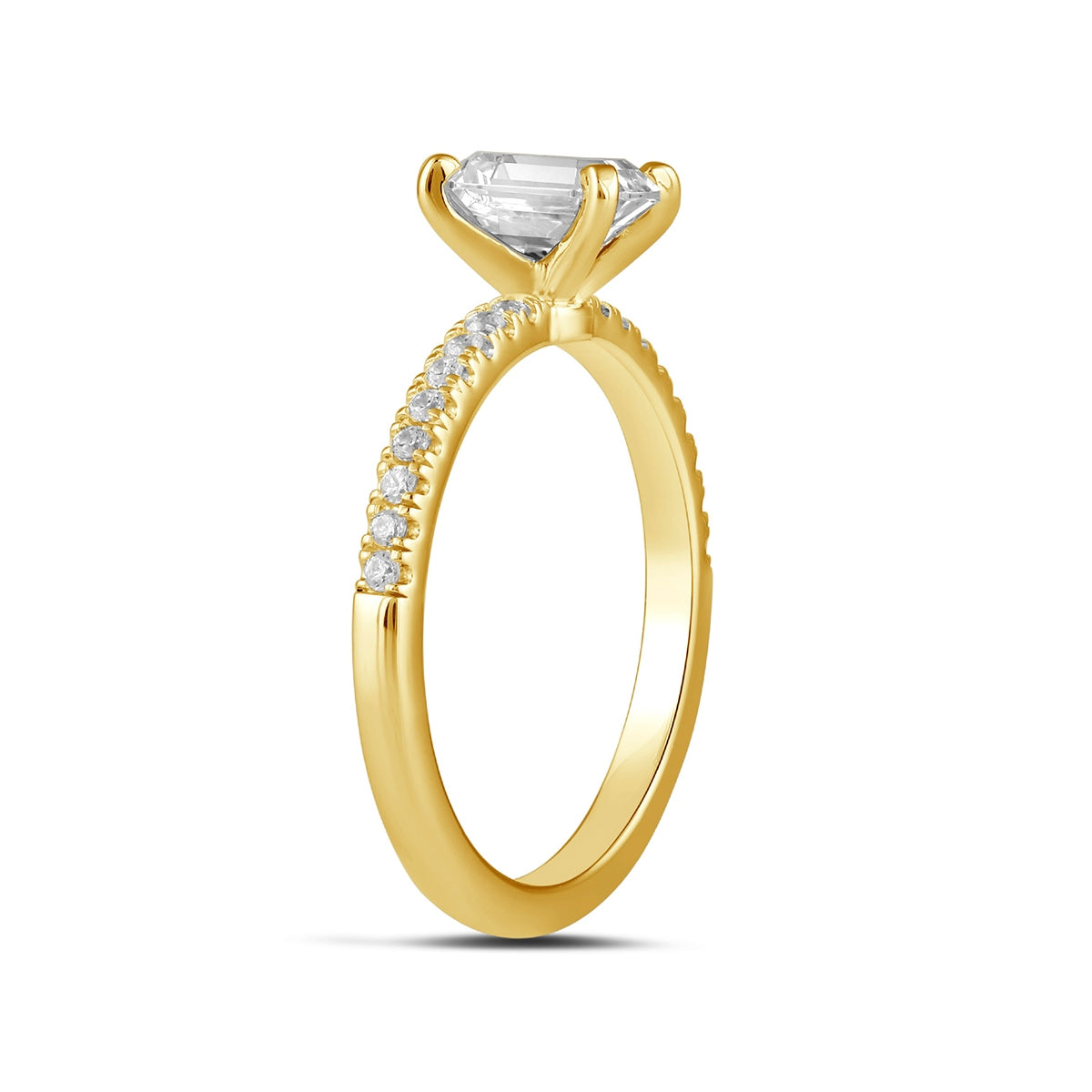 Adamante 3-1/7 ct. tw. Lab-Grown Emerald Cut Diamond Engagement Ring in 14K Yellow Gold front view