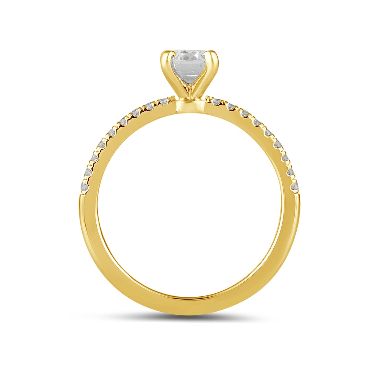 Adamante 3-1/7 ct. tw. Lab-Grown Emerald Cut Diamond Engagement Ring in 14K Yellow Gold side profile