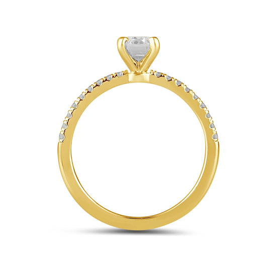 Adamante 3-1/7 ct. tw. Lab-Grown Emerald Cut Diamond Engagement Ring in 14K Yellow Gold side profile